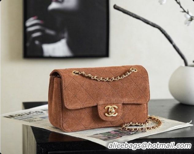 Luxury Classic Chanel Mini Maxi Flap Bag in Suede AS6626 Brown 2026