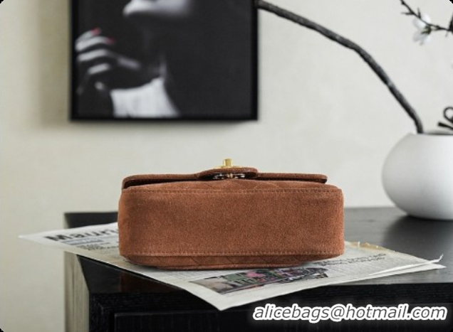 Luxury Classic Chanel Mini Maxi Flap Bag in Suede AS6626 Brown 2026