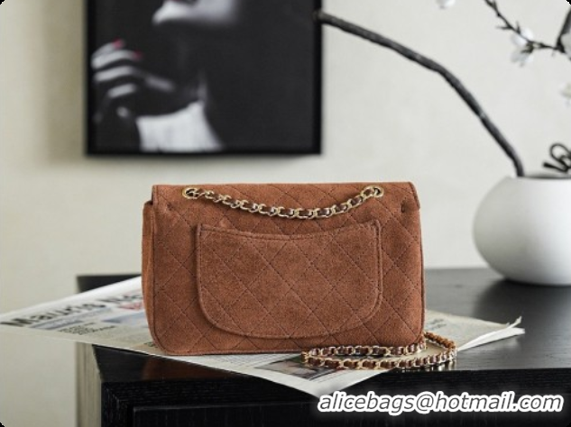 Luxury Classic Chanel Mini Maxi Flap Bag in Suede AS6626 Brown 2026