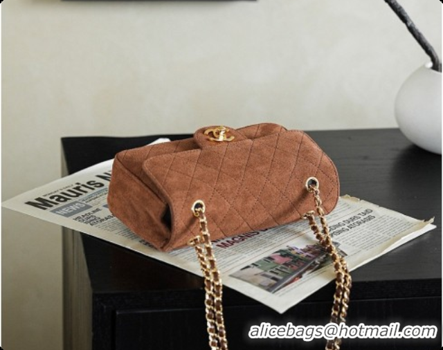Luxury Classic Chanel Mini Maxi Flap Bag in Suede AS6626 Brown 2026