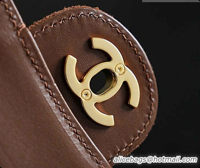 Luxury Classic Chanel Mini Maxi Flap Bag in Suede AS6626 Brown 2026