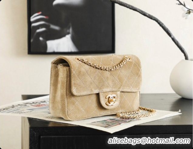 Stylish Chanel Mini Maxi Flap Bag in Suede AS6626 Beige 2026