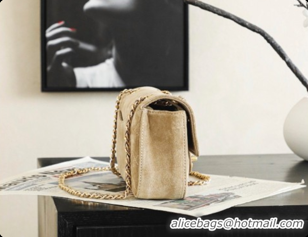 Stylish Chanel Mini Maxi Flap Bag in Suede AS6626 Beige 2026