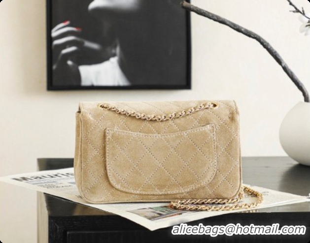 Stylish Chanel Mini Maxi Flap Bag in Suede AS6626 Beige 2026