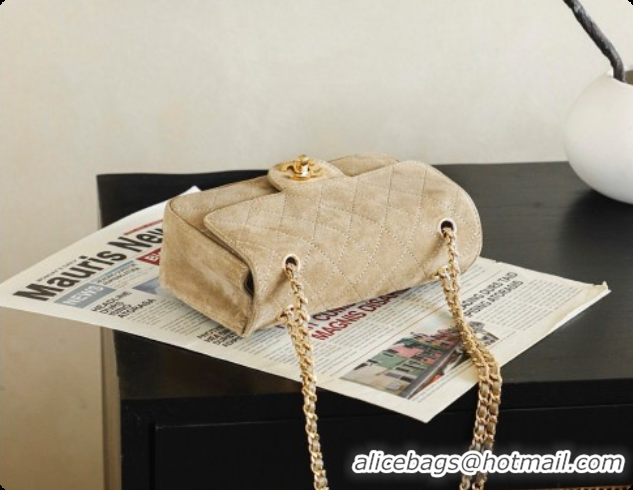 Stylish Chanel Mini Maxi Flap Bag in Suede AS6626 Beige 2026
