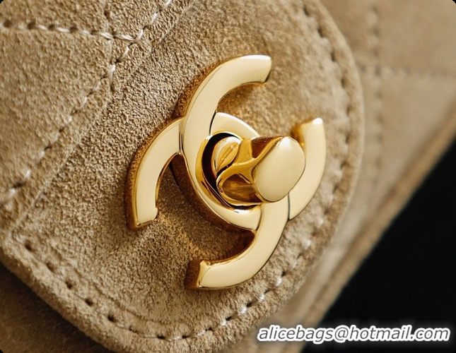 Stylish Chanel Mini Maxi Flap Bag in Suede AS6626 Beige 2026