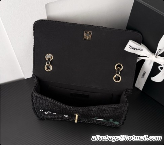 Best Price Chanel Coco Beach Raffia Flap Bag AS6089 CH100918 Black 2026