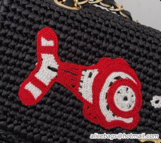 Best Price Chanel Coco Beach Raffia Flap Bag AS6089 CH100918 Black 2026