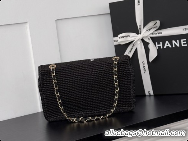 Best Price Chanel Coco Beach Raffia Flap Bag AS6089 CH100918 Black 2026