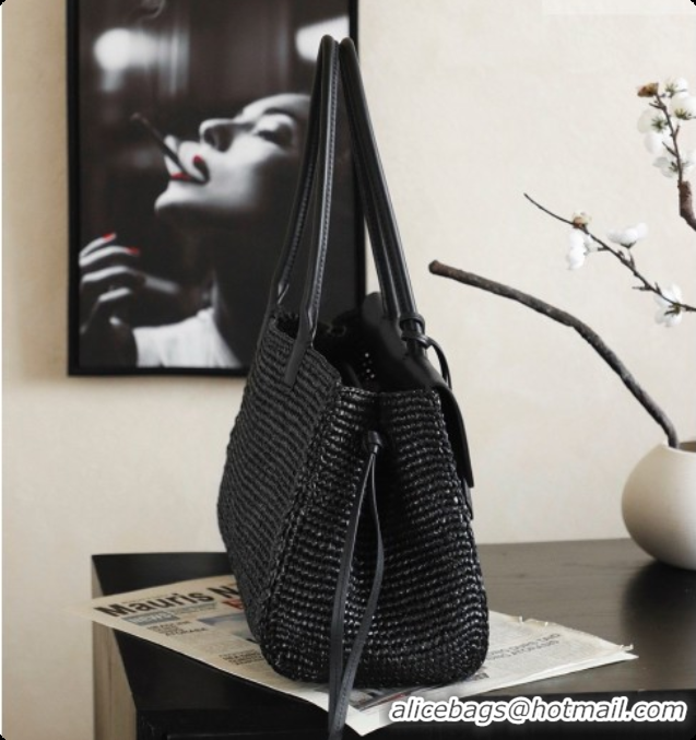 Purchase Chanel Biarritz Tote Bag in Raffia and Calfskin AS6428 Black 2026