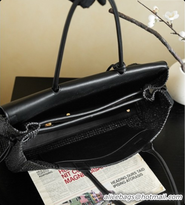 Purchase Chanel Biarritz Tote Bag in Raffia and Calfskin AS6428 Black 2026