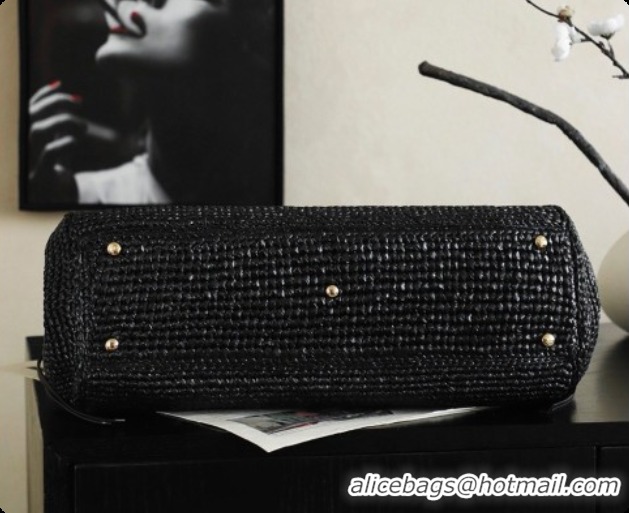 Purchase Chanel Biarritz Tote Bag in Raffia and Calfskin AS6428 Black 2026
