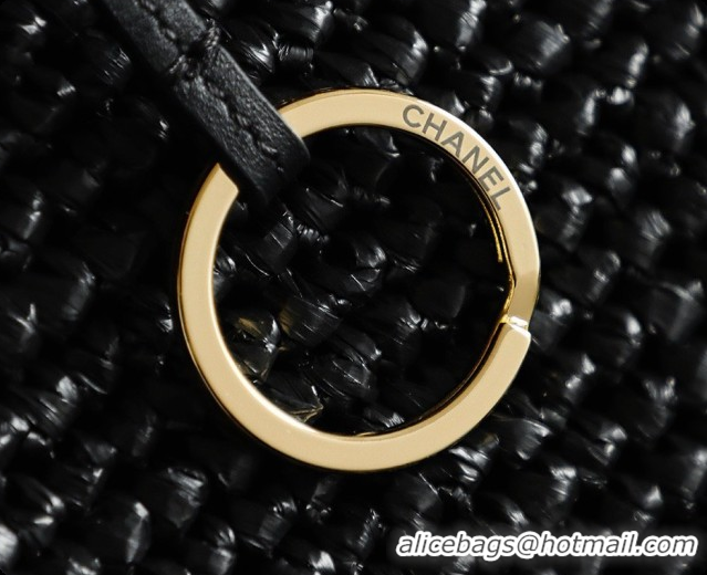 Purchase Chanel Biarritz Tote Bag in Raffia and Calfskin AS6428 Black 2026