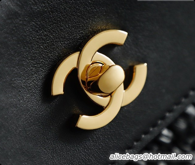 Purchase Chanel Biarritz Tote Bag in Raffia and Calfskin AS6428 Black 2026