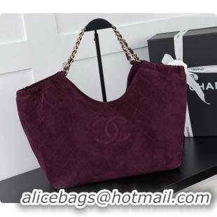 Grade Quality Chanel Shopping Bag in Suede AS6475 Burgundy 2026