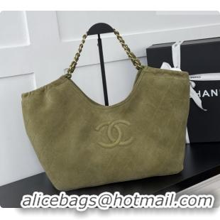 Best Grade Chanel Shopping Bag in Suede AS6475 Green 2026