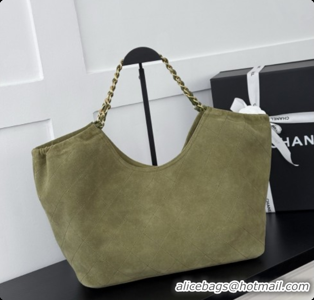 Best Grade Chanel Shopping Bag in Suede AS6475 Green 2026