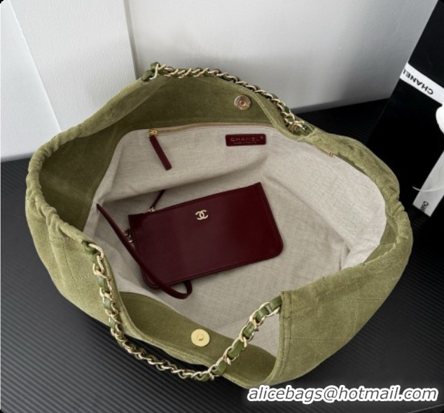 Best Grade Chanel Shopping Bag in Suede AS6475 Green 2026
