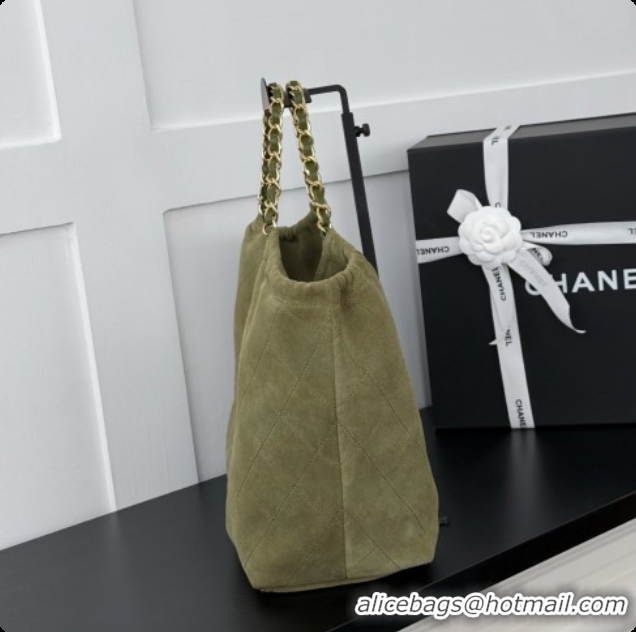 Best Grade Chanel Shopping Bag in Suede AS6475 Green 2026