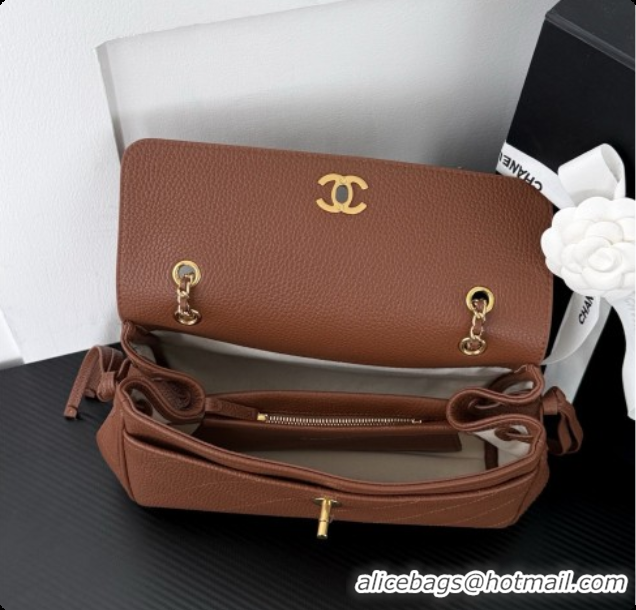 Pretty Style Chanel Large Flap Bag in Grained Calfskin AS6427 Brown 2026