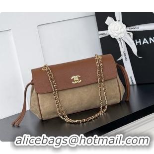 Top Grade Chanel Large Flap Bag in Grained Calfskin and Suede AS6427 Brown 2026