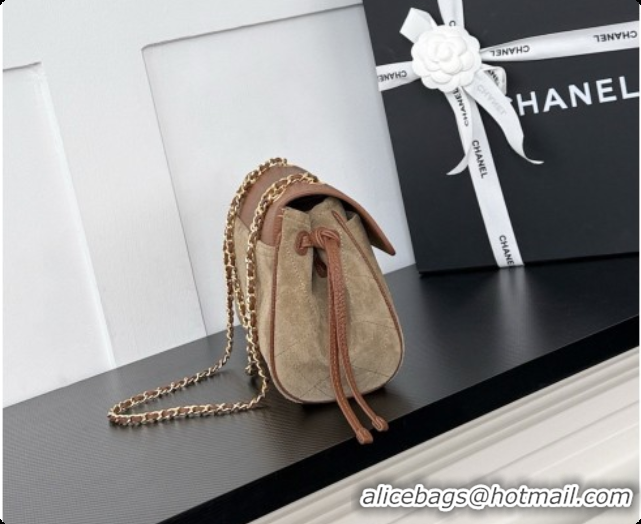 Top Grade Chanel Large Flap Bag in Grained Calfskin and Suede AS6427 Brown 2026