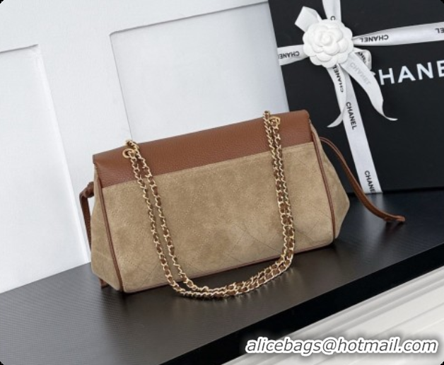 Top Grade Chanel Large Flap Bag in Grained Calfskin and Suede AS6427 Brown 2026
