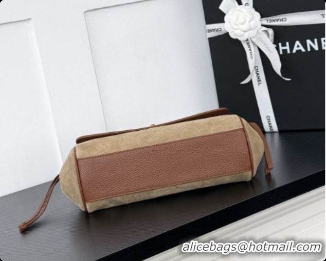 Top Grade Chanel Large Flap Bag in Grained Calfskin and Suede AS6427 Brown 2026