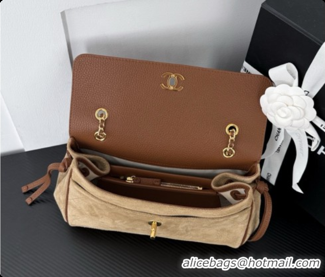 Top Grade Chanel Large Flap Bag in Grained Calfskin and Suede AS6427 Brown 2026