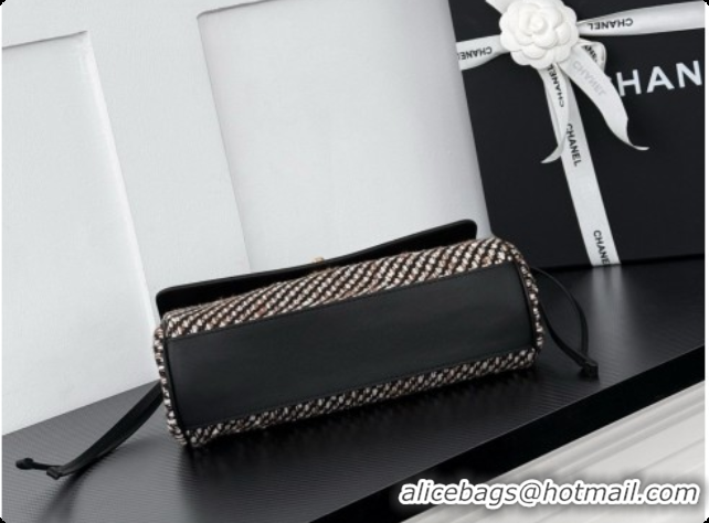 Most Popular Chanel Large Flap Bag in Calfskin and Tweed AS6427 Black 2026