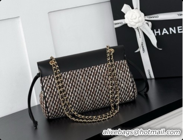 Most Popular Chanel Large Flap Bag in Calfskin and Tweed AS6427 Black 2026