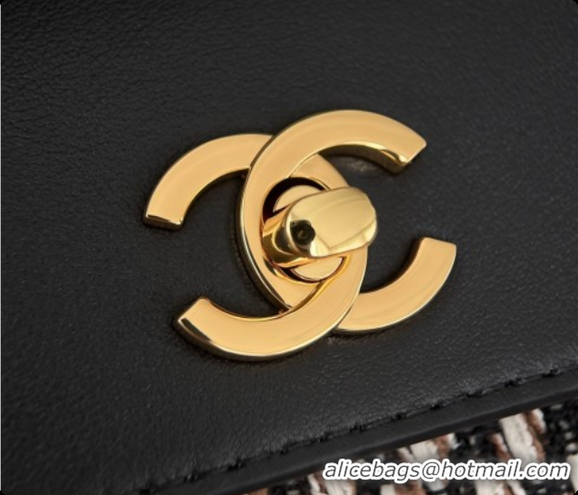 Most Popular Chanel Large Flap Bag in Calfskin and Tweed AS6427 Black 2026