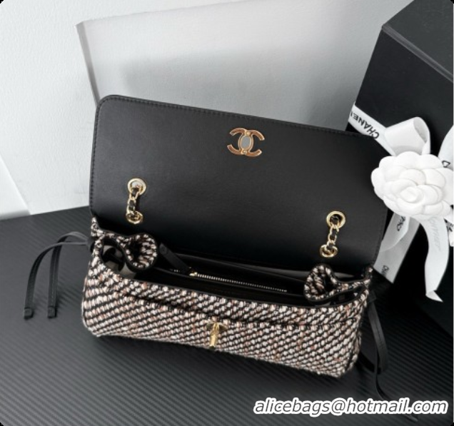 Most Popular Chanel Large Flap Bag in Calfskin and Tweed AS6427 Black 2026