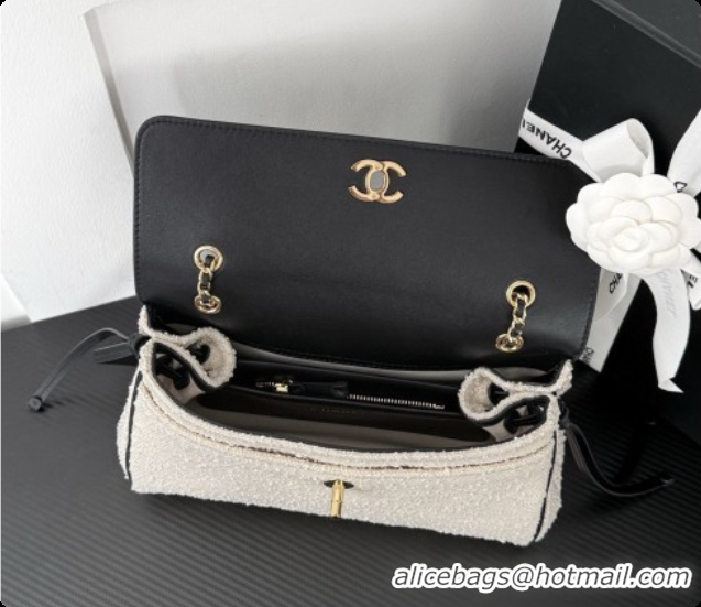 Top Quality Chanel Large Flap Bag in Calfskin and Tweed AS6427 Black/White 2026