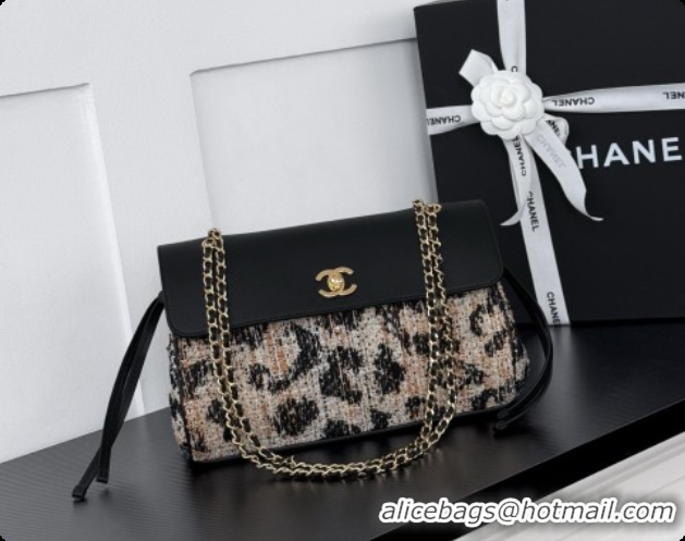 Top Design Chanel Large Flap Bag in Calfskin and Tweed AS6427 Black/Leopard 2026