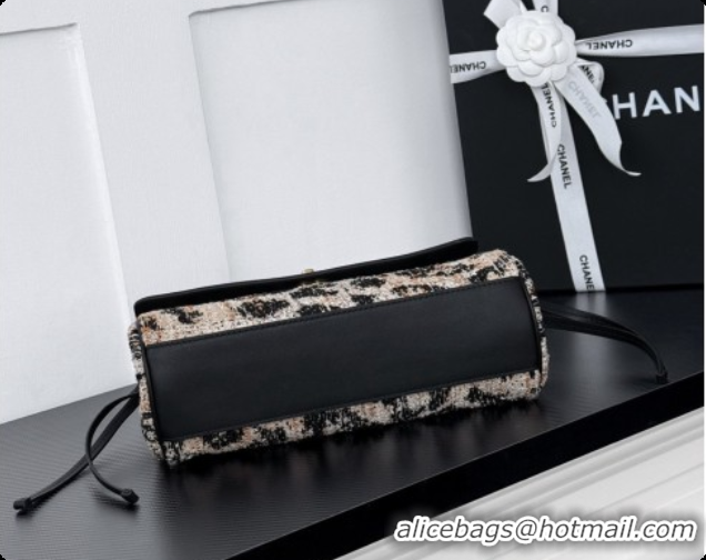 Top Design Chanel Large Flap Bag in Calfskin and Tweed AS6427 Black/Leopard 2026