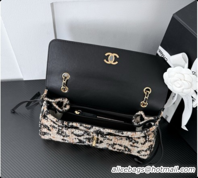 Top Design Chanel Large Flap Bag in Calfskin and Tweed AS6427 Black/Leopard 2026