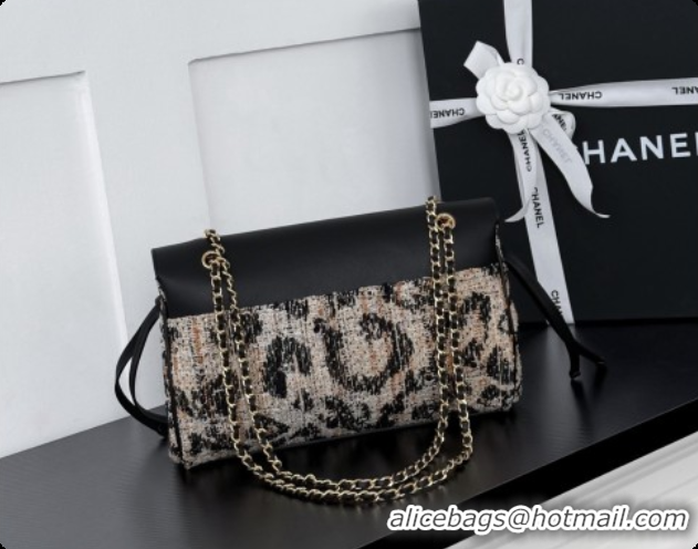 Top Design Chanel Large Flap Bag in Calfskin and Tweed AS6427 Black/Leopard 2026