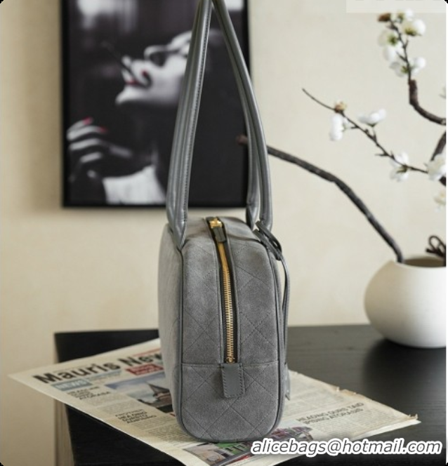 Cheap Price Chanel Large Bowling Bag in Suede Calfskin AS6580 Grey 2026