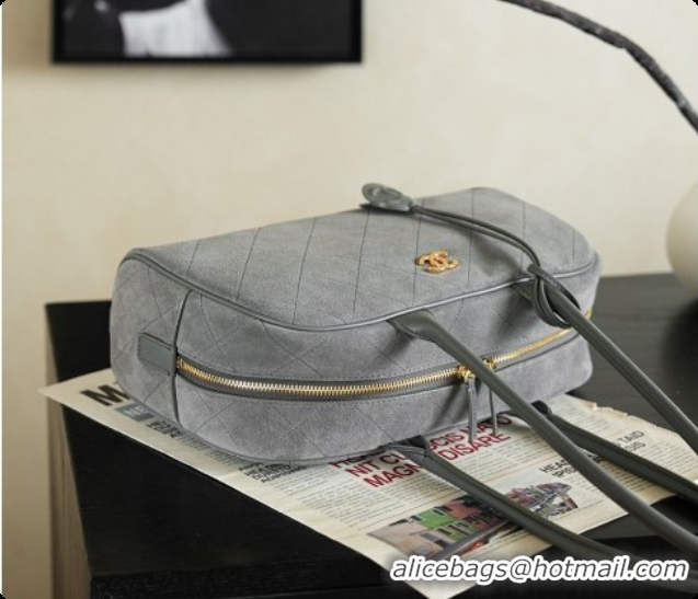 Cheap Price Chanel Large Bowling Bag in Suede Calfskin AS6580 Grey 2026