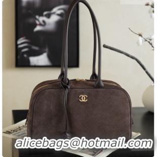 Lowest Cost Chanel Large Bowling Bag in Suede Calfskin AS6580 Coffee Brown 2026