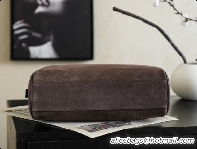 Lowest Cost Chanel Large Bowling Bag in Suede Calfskin AS6580 Coffee Brown 2026