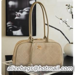 Big Discount Chanel Large Bowling Bag in Suede Calfskin AS6580 Beige 2026