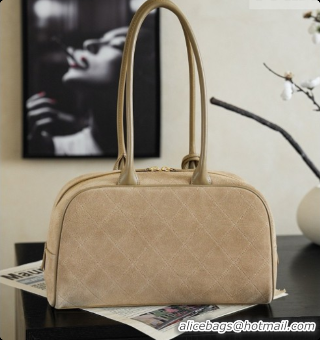 Big Discount Chanel Large Bowling Bag in Suede Calfskin AS6580 Beige 2026