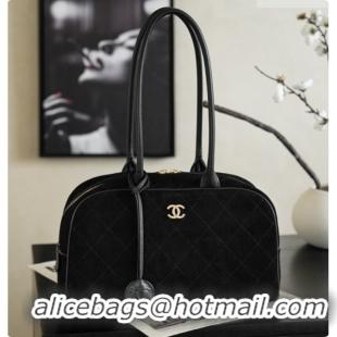 Good Product Chanel Large Bowling Bag in Suede Calfskin AS6580 Black 2026