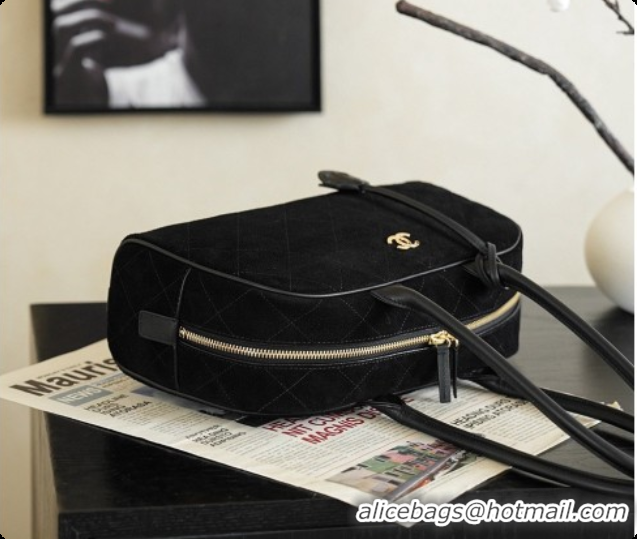 Good Product Chanel Large Bowling Bag in Suede Calfskin AS6580 Black 2026