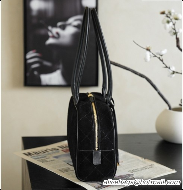 Good Product Chanel Large Bowling Bag in Suede Calfskin AS6580 Black 2026