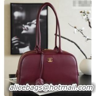 Sumptuous Chanel Large Bowling Bag in Calfskin AS6580 Burgundy 2026