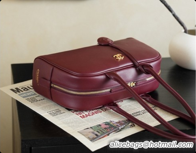 Sumptuous Chanel Large Bowling Bag in Calfskin AS6580 Burgundy 2026