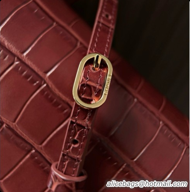 Lowest Price Chanel Clutch with Leather Strap in Crocodile Embossed Calfskin AP5360 Burgundy 2026